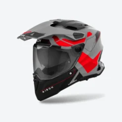 Casco Airoh Commander2 Reveal Grigio Opaco Rosso Fluo