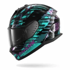 Casco D-Skwal 3 Reptaia Nero Viola Verdeacqua Opaco
