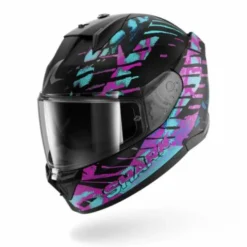 Casco D-Skwal 3 Reptaia Nero Viola Verdeacqua Opaco