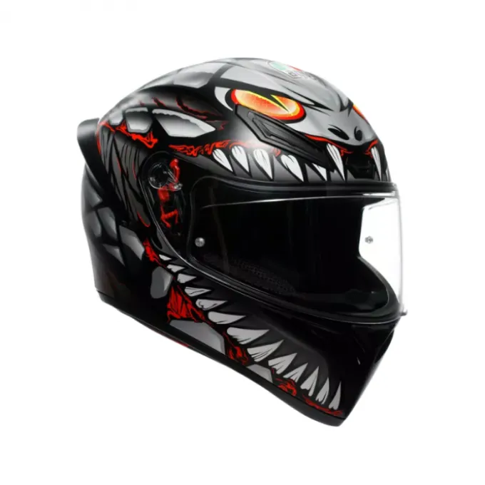 Casco K1 S E2206 Lyzard nero opaco grigio rosso
