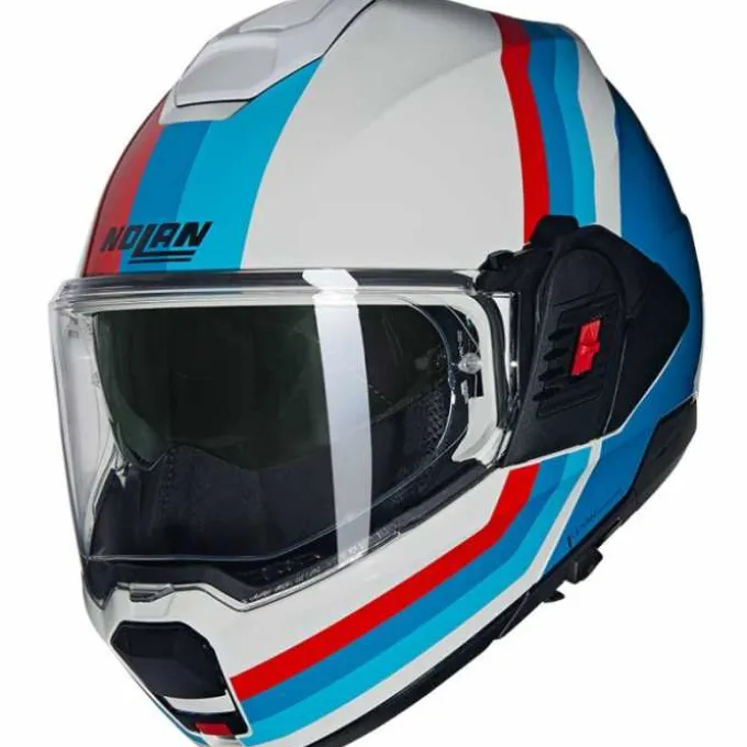 Casco N120-1 Lineo N-com Bianco Blu Rosso