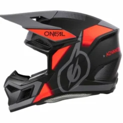 Casco O'neal 3Srs Vision V24 Nero Opaco Rosso Fluo