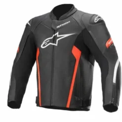 Giubbotto Faster V2 pelle Nero Rosso