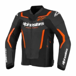 Giubbotto GP Force V2 Pelle Nero Rosso Fluo