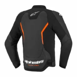 Giubbotto GP Force V2 Pelle Nero Rosso Fluo
