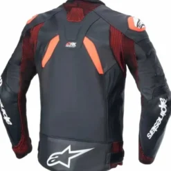 Giubbotto GP Plus R V4 pelle Rideknit Nero Rosso Fluo