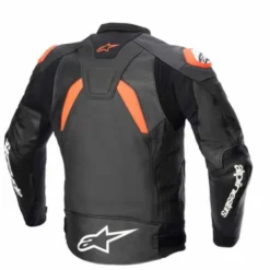 Giubbotto GP Plus V4 pelle Nero Rosso Fluo