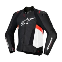 Giubbotto Missile V3 Pelle Nero Bianco Rosso