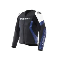 Giubbotto Racing 5 Pelle Nero Blu Bianco