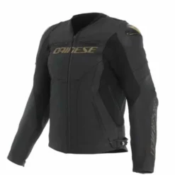 Giubbotto Racing 5 Pelle Nero Oro