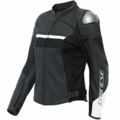 Giubbotto Rapida Lady Pelle Nero Bianco