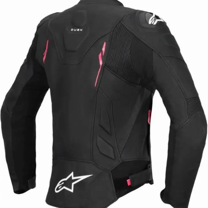 Giubbotto Stella Dusk pelle Nero Bianco Fuxia