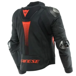 Giubbotto Super Speed 4 Pelle Nero Rosso Fluo