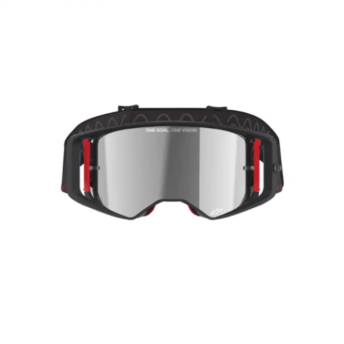 Maschera Alpinestars Supertech Corp Nero Rosso Lente Argento