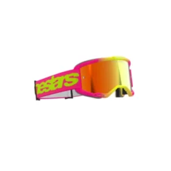 Maschera Alpinestars Vision 5 Wordmark Fuxia Giallo Fluo Lente Rossa