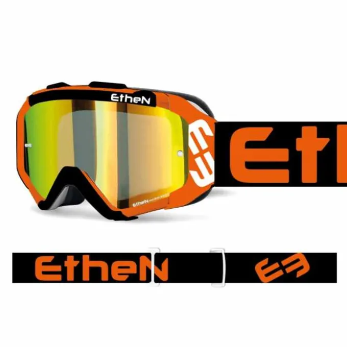 Maschera Ethen 05R Arancio Nero Lente Specchiata Oro