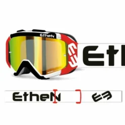 Maschera Ethen 05R Bianco Rosso Nero Lente Specchiata Oro