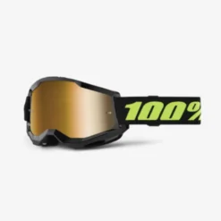 Maschera Strata 2 Nero Solar Eclipse Lente Specchio Oro