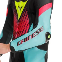 Tuta Dainese Laguna Seca 6 Perf. Nera Verde Acqua Fuxia